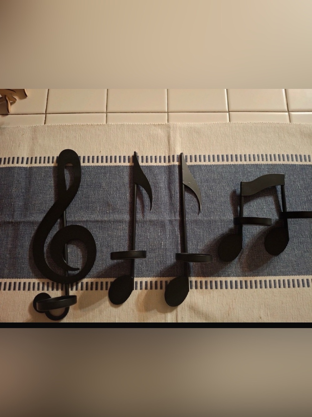 Black Musical Note Wall Hooks for atea Lights Decorative Home Wall Decor NWOT